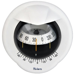 Riviera skotmonteret kompas Polare 100mm. hvid