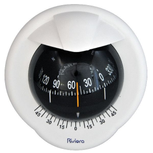 Riviera skotmonteret kompas Polare 100mm. hvid/sort
