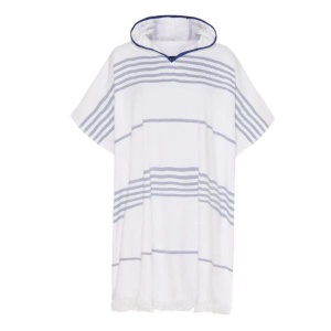 Sea Ranch Beach Poncho - White / Dark Navy