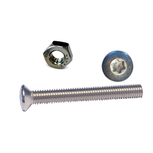 Maskinskrue linsehoved Torx kærv TX20 4x50 A4 ISO14584 6 stk + møtrikker