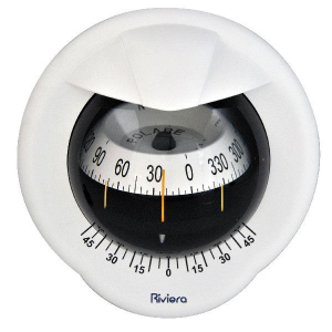 Riviera skotmonteret kompas Polare 80mm. hvid