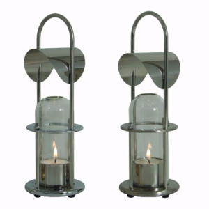 "Fyrskib" fyrfadslampe i poleret rustfrit stål