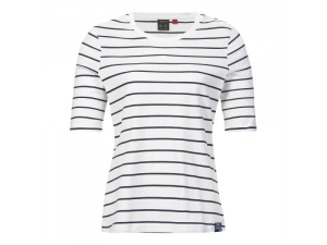 Musto stribet t-shirt til kvinder - hvid/ navy str. 10 (str. 36)
